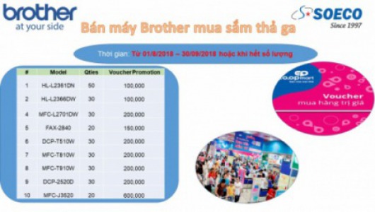 CHƯƠNG TRÌNH KHUYẾN MÃI MÁY BROTHER